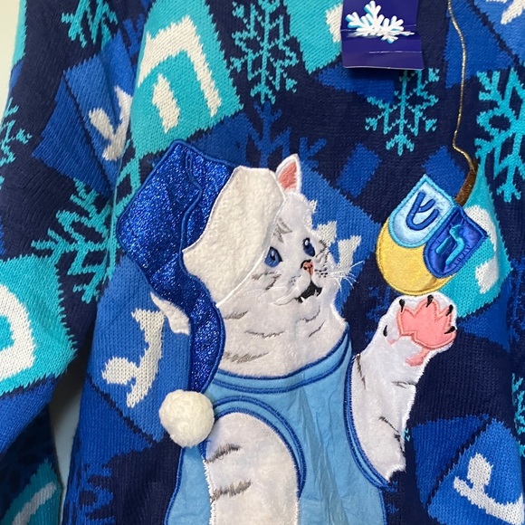 NWT Blizzard Bay Blue and White Cat Sweater - Picture 7 of 8